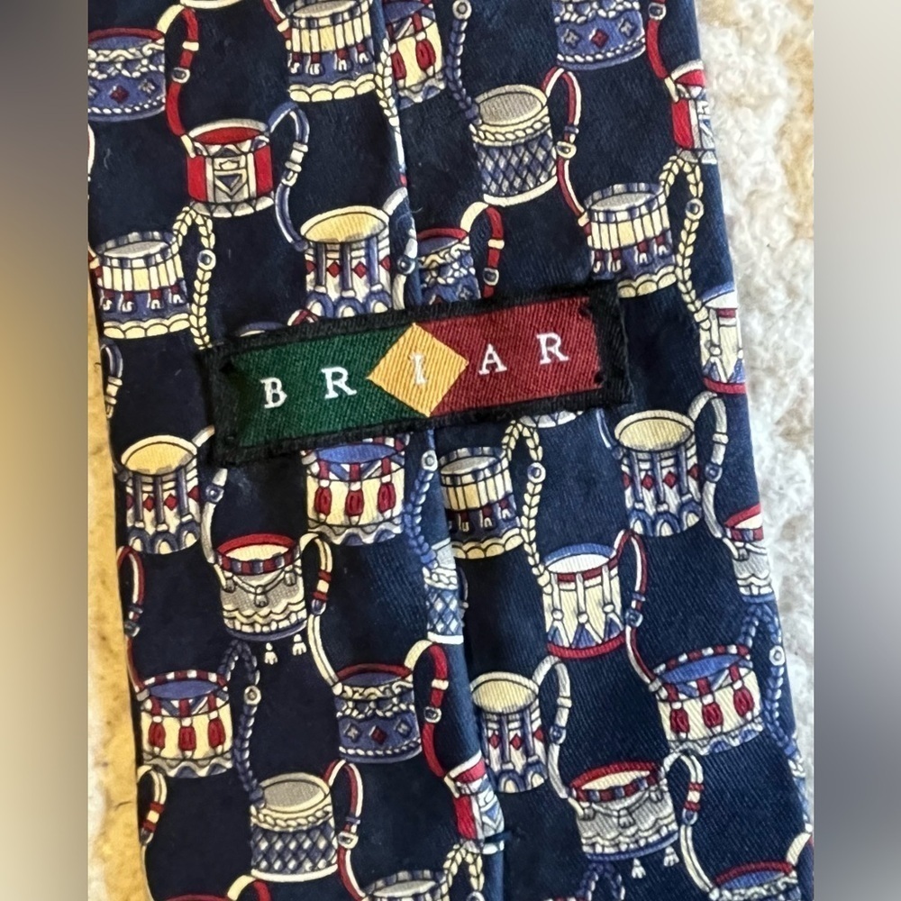 Vintage Briar Italian silk tie, navy blue - Picture 5 of 7